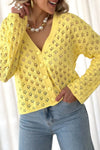 KaleaBoutique Pointelle Knit V Neck Sweater Cardigan - KaleaBoutique.com