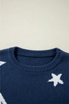 KaleaBoutique Star Pattern Drop Shoulder Knitted Sweater - KaleaBoutique.com