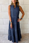 KaleaBoutique Sleeveless Tiered Chambray Maxi Dress - KaleaBoutique.com