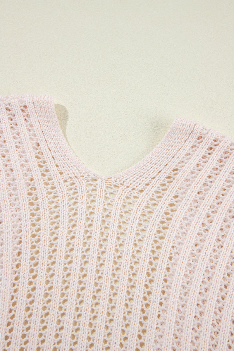 Hollowed Crochet Drop Shoulder Open Front Cardigan - KaleaBoutique.com