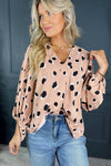 KaleaBoutique Classic Leopard V Neck Bracelet Sleeve Blouse - KaleaBoutique.com