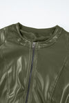 KaleaBoutique Solid Faux Leather Zipper Slim Fit Bomber Jacket - KaleaBoutique.com