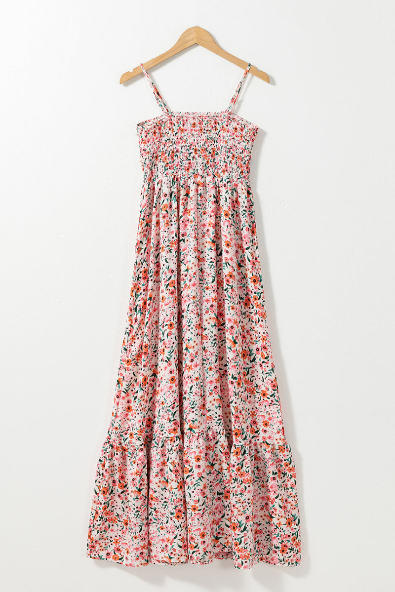 KaleaBoutique Boho Floral Smocked Ruffled Maxi Dress - KaleaBoutique.com