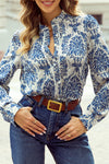 KaleaBoutique Bohemian Printed Bishop Sleeve Lace Shirt - KaleaBoutique.com