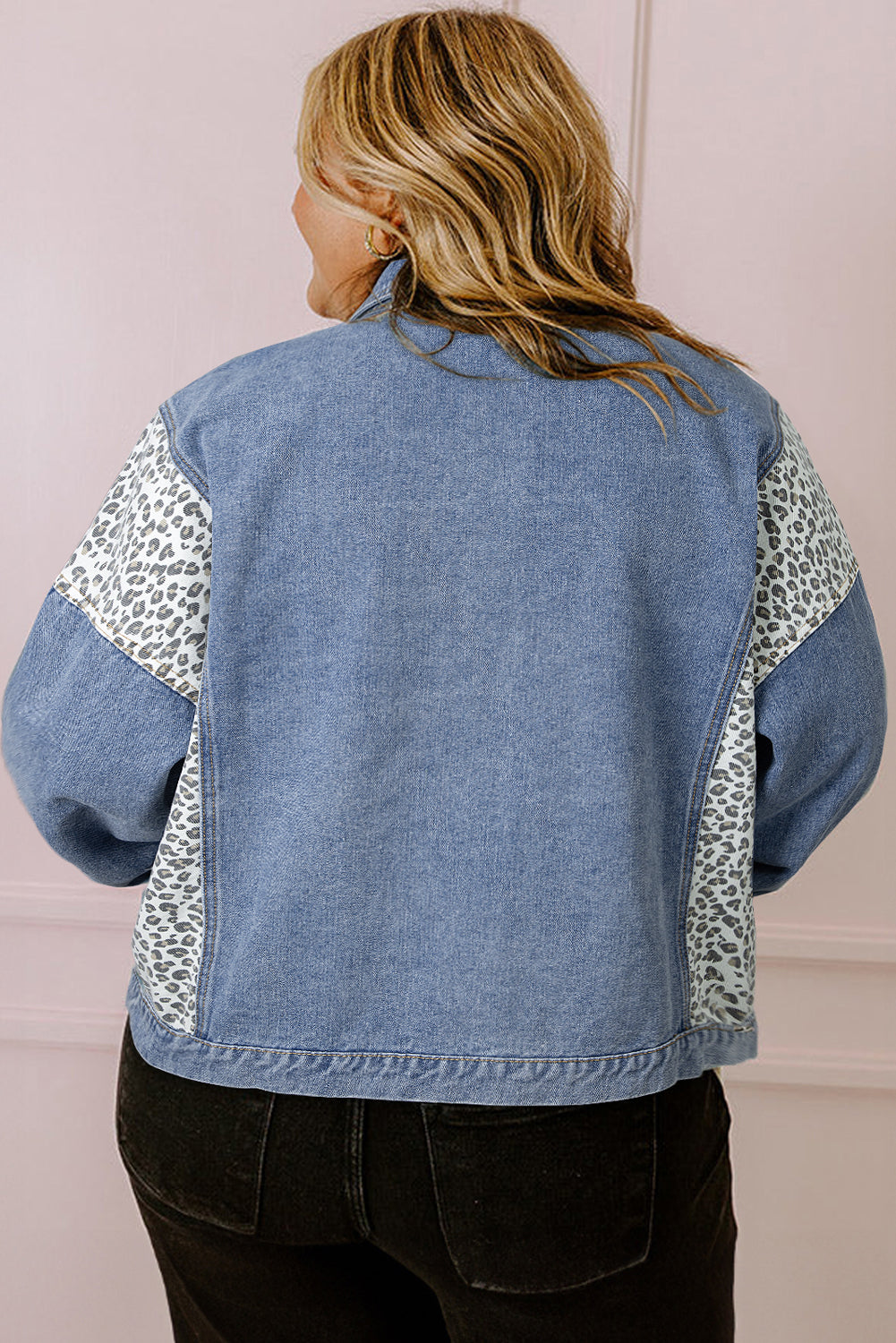 KaleaBoutique Leopard Patchwork Flap Detail Plus Size Denim Jacket - KaleaBoutique.com