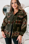 KaleaBoutique Aztec Print Flap Pockets Long Sleeve Shacket - KaleaBoutique.com