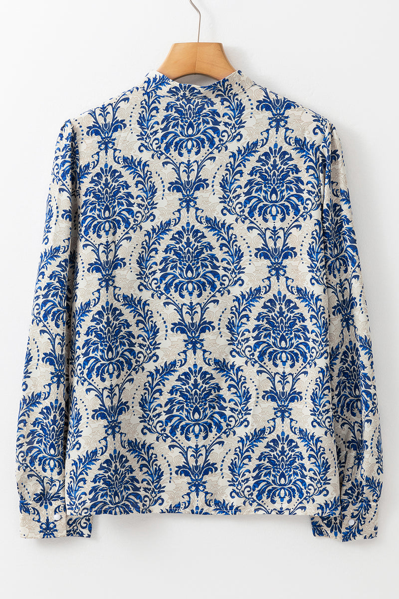 KaleaBoutique Bohemian Printed Bishop Sleeve Lace Shirt - KaleaBoutique.com