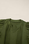 Notched Neck Pleated Puff Sleeve Shift T-shirt Dress - KaleaBoutique.com