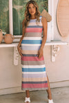 Stripe Print Slit Maxi Tank Top Dress - KaleaBoutique.com