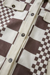 KaleaBoutique Checkered Print Patchwork Corduroy Shacket - KaleaBoutique.com