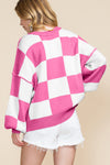 KaleaBoutique Checkered Bishop Sleeve Sweater - KaleaBoutique.com