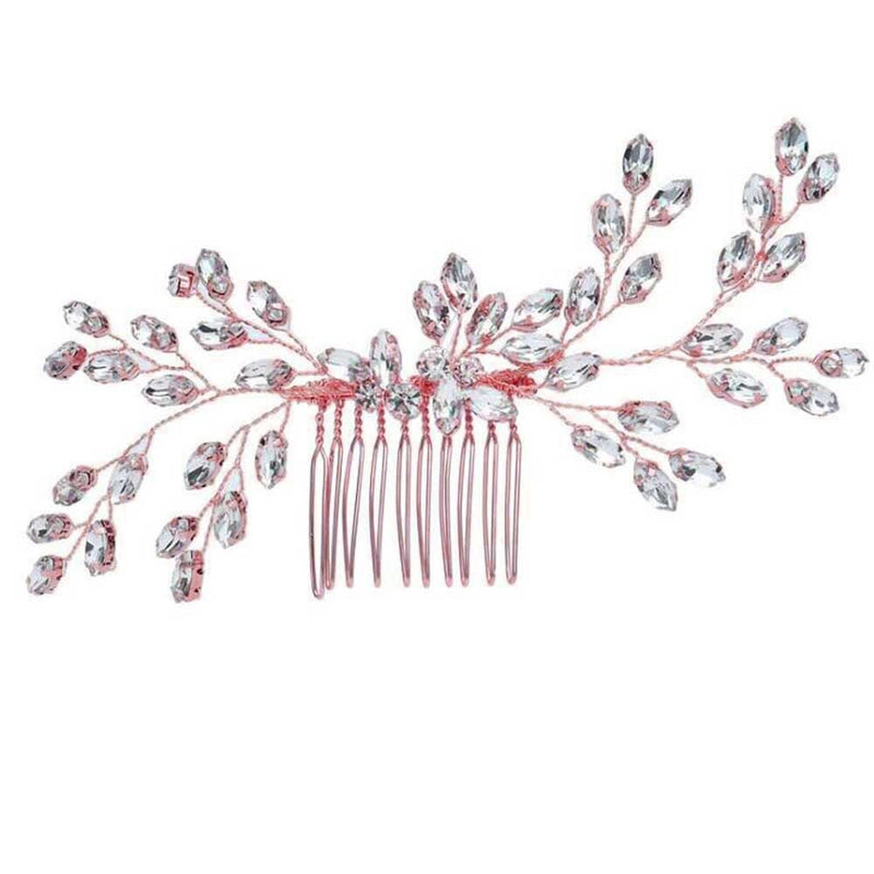 Crystal Bridal Hair Comb, Rhinestone Flower Crystal Hairpiece, Wedding Rhinestone Gem Decorative Hair Comb - KaleaBoutique.com