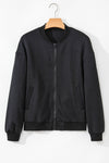 KaleaBoutique Stylish Solid Textured Stand Neck Zipper Bomber Jacket - KaleaBoutique.com