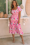 KaleaBoutique Brush Stroke Printed Smocked Ruffle Tiered Dress - KaleaBoutique.com