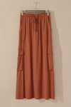 KaleaBoutique Mineral Wash Cargo Pocket Drawstring Waist Maxi Skirt - KaleaBoutique.com