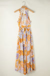 KaleaBoutique Graceful Boho Floral Backless Lace up Sleeveless Maxi Dress - KaleaBoutique.com