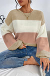 KaleaBoutique Color Block Lantern Sleeve Drop Shoulder Sweater - KaleaBoutique.com