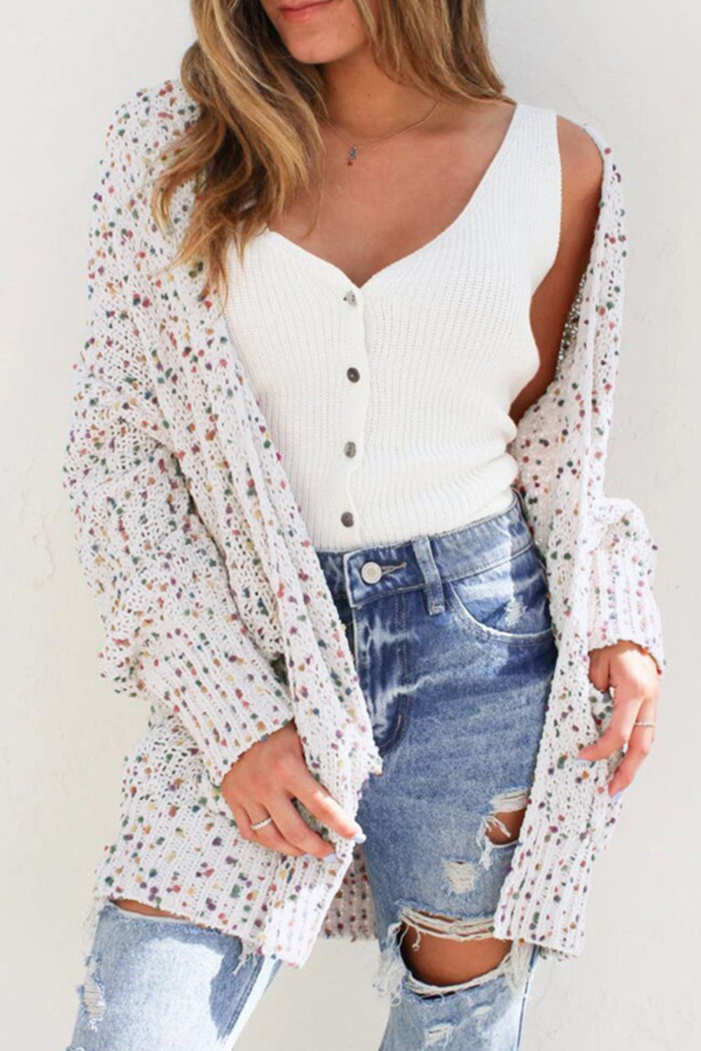 Confetti Rib Knit Long Sleeve Cardigan - KaleaBoutique.com