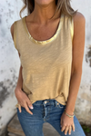 Metallic Sheen Edge Scoop Neck Tank Top - KaleaBoutique.com