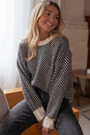 KaleaBoutique Contrast Edge Crew Neck Drop Shoulder Sweater - KaleaBoutique.com