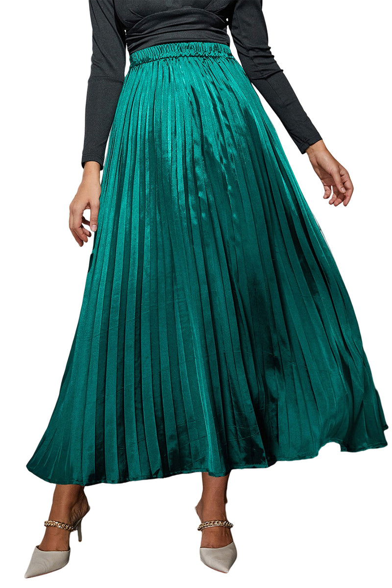 KaleaBoutique Satin Elastic Waist Pleated Maxi Skirt - KaleaBoutique.com