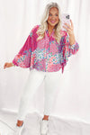 KaleaBoutique Floral Allover Print Buttoned V Neck Oversized Shirt - KaleaBoutique.com