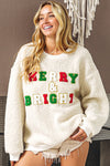 KaleaBoutique Christmas MERRY & Bright Chenille Graphic Sherpa Sweatshirt - KaleaBoutique.com