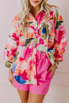 KaleaBoutique Stylish Abstract Print Ruffled Puff Sleeve Shirt - KaleaBoutique.com