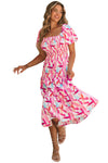 KaleaBoutique Brush Stroke Printed Smocked Ruffle Tiered Dress - KaleaBoutique.com