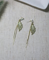 Delicate Crystal Leaf Dangle Earrings, Wedding Boho Gold Tone Dual Chain Bridal Stud Earrings - KaleaBoutique.com