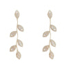 Diamond CZ Crystal Leaf Studs, Wedding Dangle Leaf Earrings, Bridal or Bridesmaids 14K Gold Plated Earrings - KaleaBoutique.com