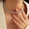 Diamond CZ Crystal Tennis Necklace, 14K Gold Plated Crystal Necklace, Baguette Cut Crystal Fashion Jewelry - KaleaBoutique.com