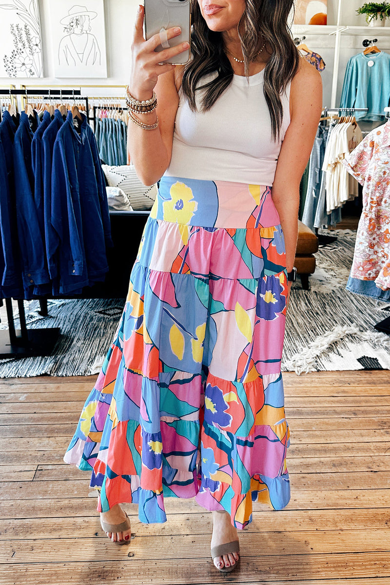 KaleaBoutique Printed Pocketed High Waist Maxi Skirt - KaleaBoutique.com