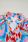 KaleaBoutique Stylish Abstract Print Frilly Neck Ruffled Sleeve Blouse - KaleaBoutique.com