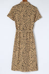 KaleaBoutique Leopard Turn-Down Collar Slit Midi Dress - KaleaBoutique.com