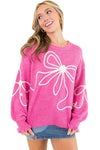 KaleaBoutique Corded Flower Bow Ribbed Trim Casual Sweater - KaleaBoutique.com