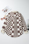 KaleaBoutique Checkered Print Patchwork Corduroy Shacket - KaleaBoutique.com