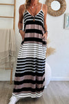 KaleaBoutique Mixed Stripes Spaghetti Straps V Neck Maxi Dress - KaleaBoutique.com