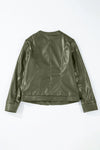 KaleaBoutique Solid Faux Leather Zipper Slim Fit Bomber Jacket - KaleaBoutique.com