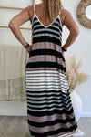 KaleaBoutique Mixed Stripes Spaghetti Straps V Neck Maxi Dress - KaleaBoutique.com