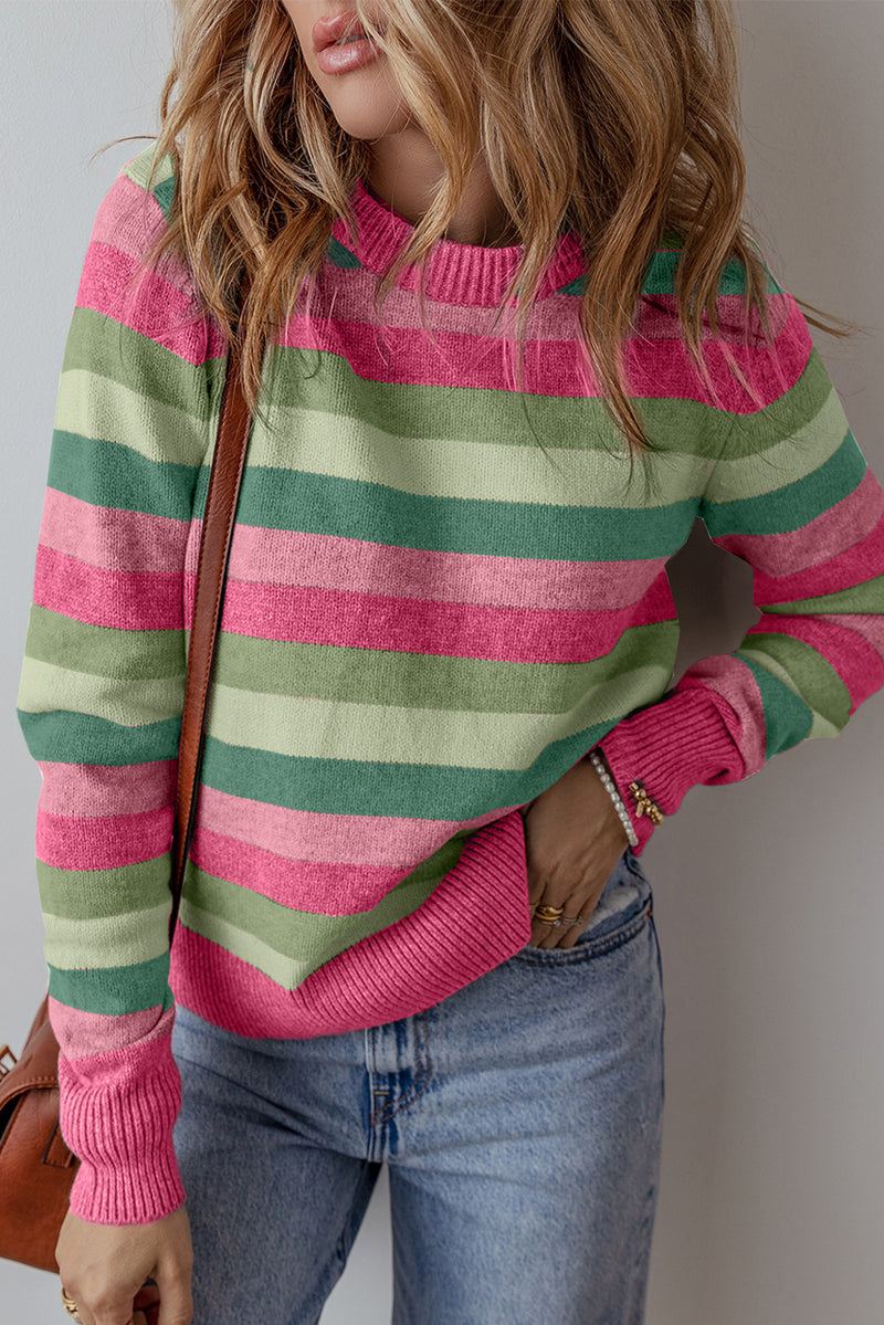 KaleaBoutique Color Block Ribbed Edge Round Neck Sweater - KaleaBoutique.com