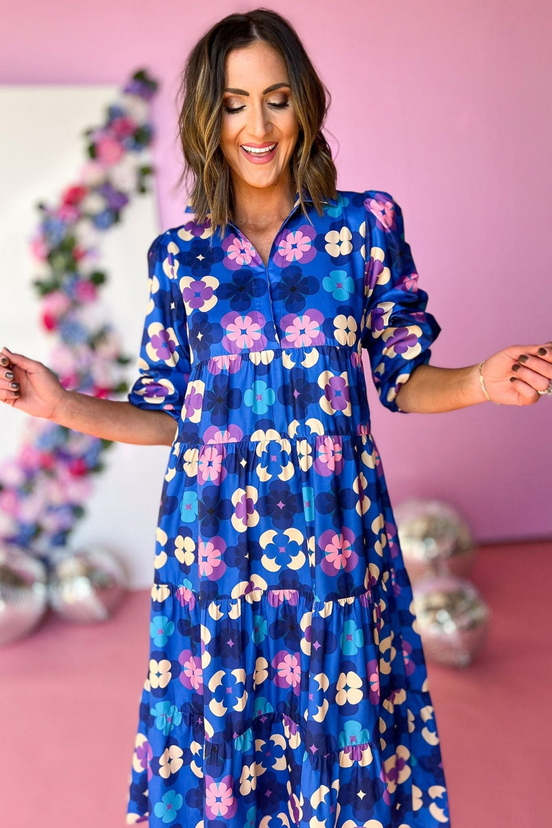 KaleaBoutique Floral Peasant Sleeve Tiered Ruffle Midi Dress - KaleaBoutique.com