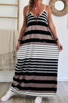 KaleaBoutique Mixed Stripes Spaghetti Straps V Neck Maxi Dress - KaleaBoutique.com