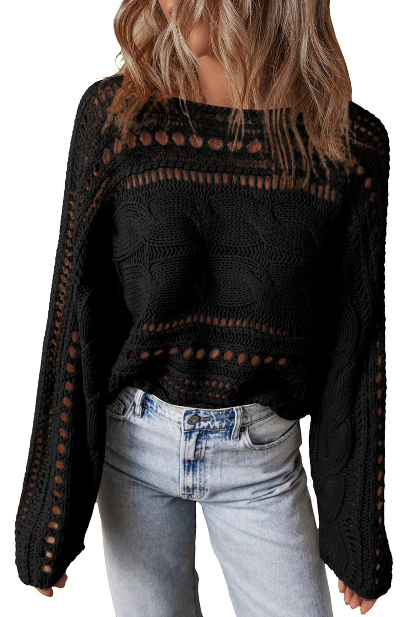 KaleaBoutique Hollow-out Cable Knit Cropped Sweater - KaleaBoutique.com