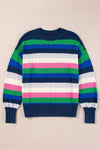 KaleaBoutique Rainbow Striped Crew Neck Drop Shoulder Sweater - KaleaBoutique.com