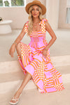 KaleaBoutique Boho Gingham Tied Straps Smocked Maxi Dress - KaleaBoutique.com