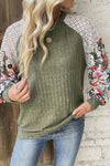 KaleaBoutique Floral Patchwork Long Sleeve Ribbed Blouse - KaleaBoutique.com