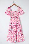 KaleaBoutique Brush Stroke Printed Smocked Ruffle Tiered Dress - KaleaBoutique.com