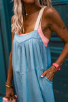 KaleaBoutique Contrast Straps Pocketed Long Chambray Dress - KaleaBoutique.com