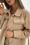 KaleaBoutique Solid Frilled Flap Pocket Button Up Corduroy Shacket - KaleaBoutique.com